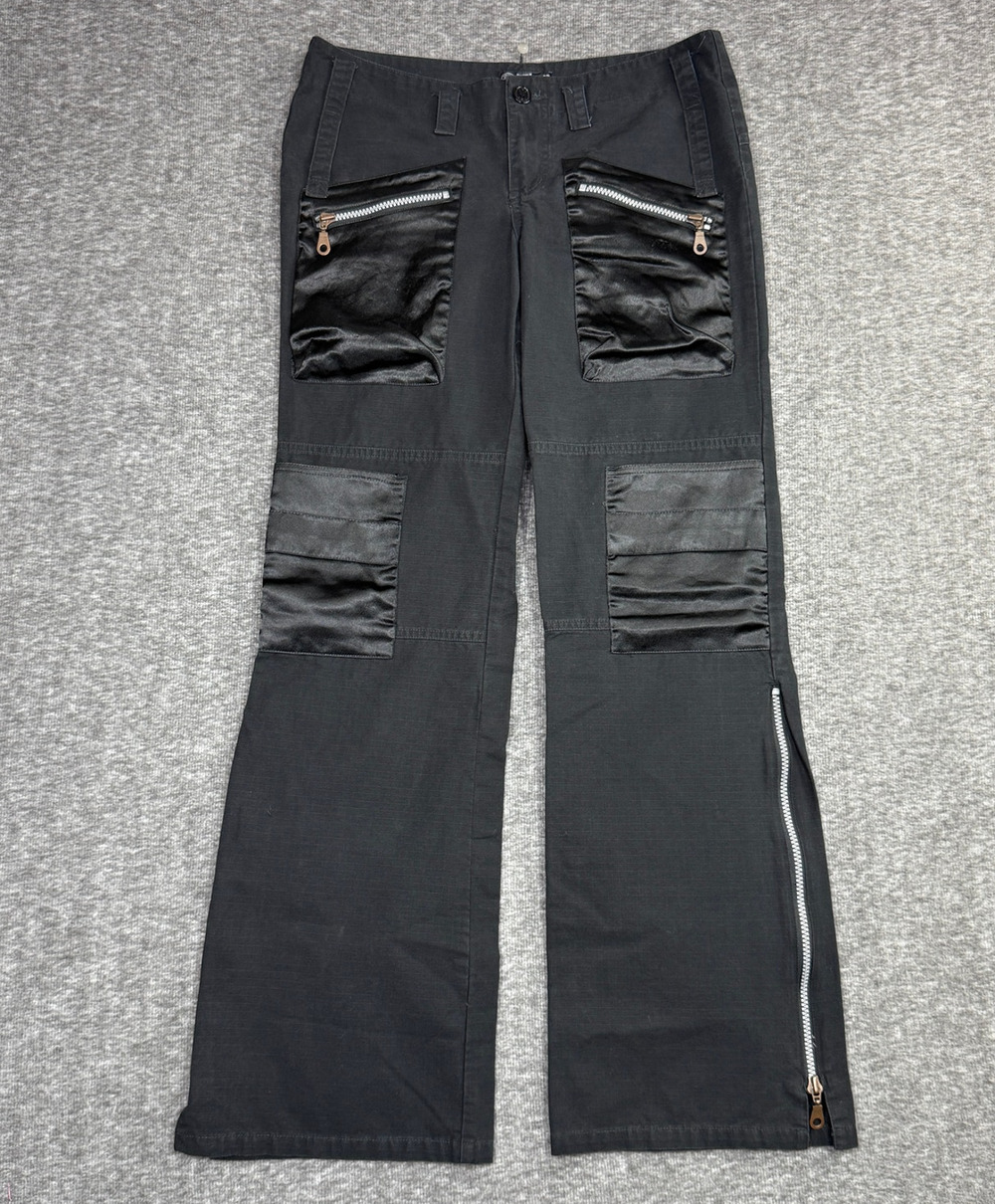 VTG y2k Lei utility goth grunge low-rise flare cargo pants with zippers Size 3